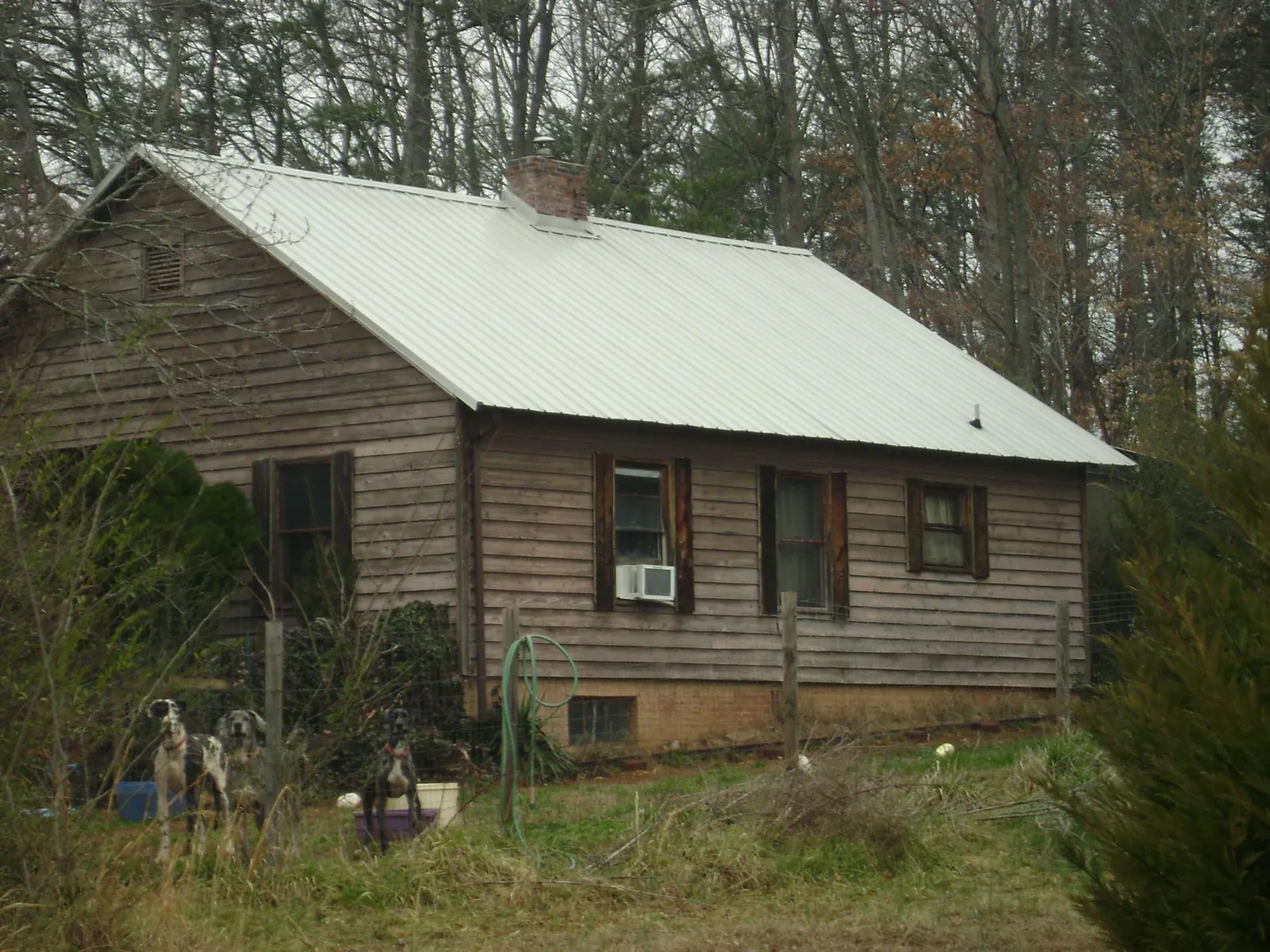 White metal roof on an old wood sided farmhouse, from a Asphalt Shingle Roof Repair job in Saint Marys City
